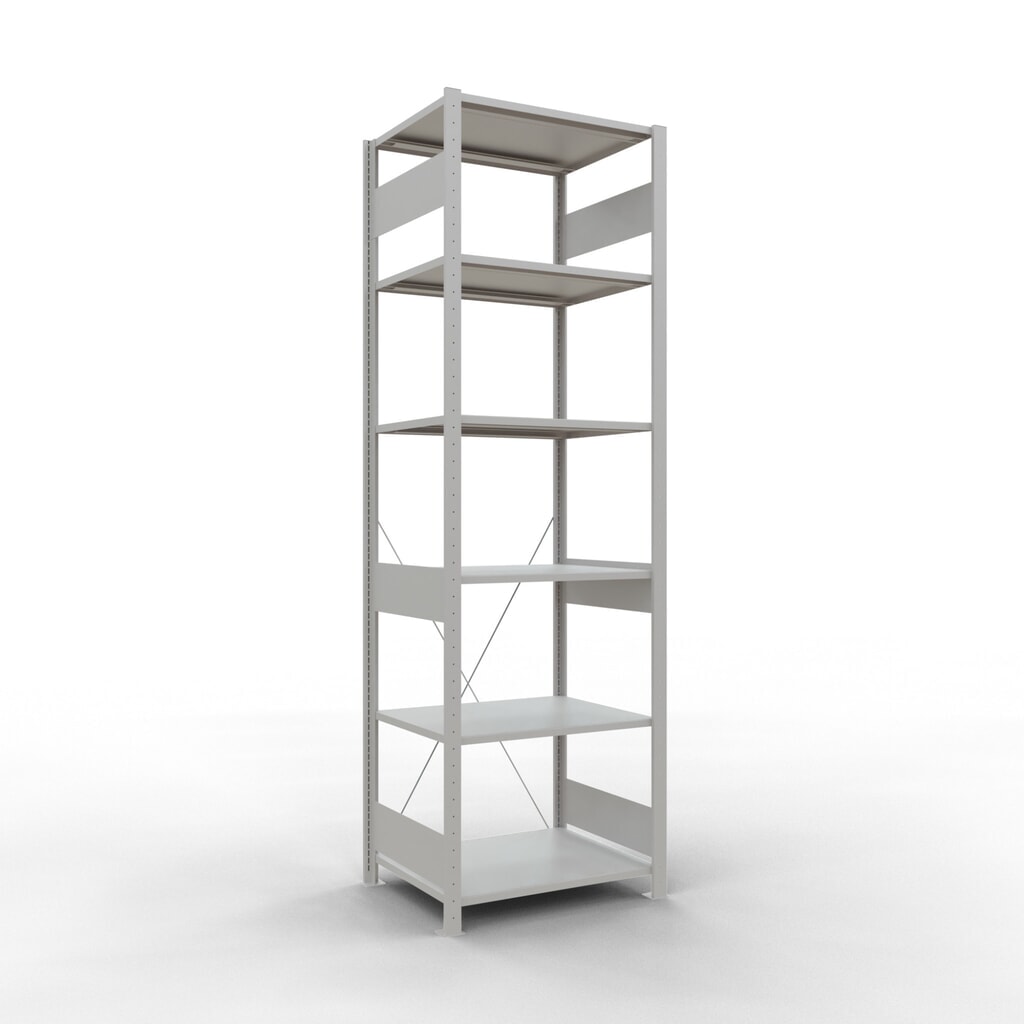 Scaffalatura a ripiani SCHULTE, grigio chiaro, portata per piano di 150 kg, AxLxP 2.500 x 810 x 636 mm Immagine del prodotto: Scaffalatura a ripiani SCHULTE, grigio chiaro, portata per piano di 150 kg, AxLxP 2.500 x 810 x 636 mm