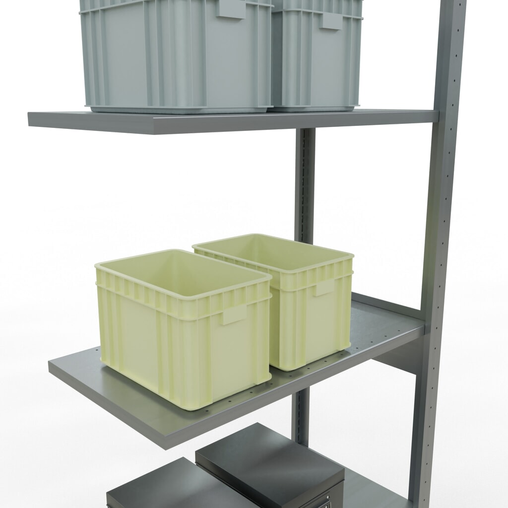 Scaffalatura a ripiani SCHULTE, montaggio a incastro, campata aggiuntiva, portata per piano 150 kg, zincata, HxLxP 2.500 x 750 x 400 mm Immagine del prodotto n. 3: Scaffalatura a ripiani SCHULTE, montaggio a incastro, campata aggiuntiva, portata per piano 150 kg, zincata, HxLxP 2.500 x 750 x 400 mm