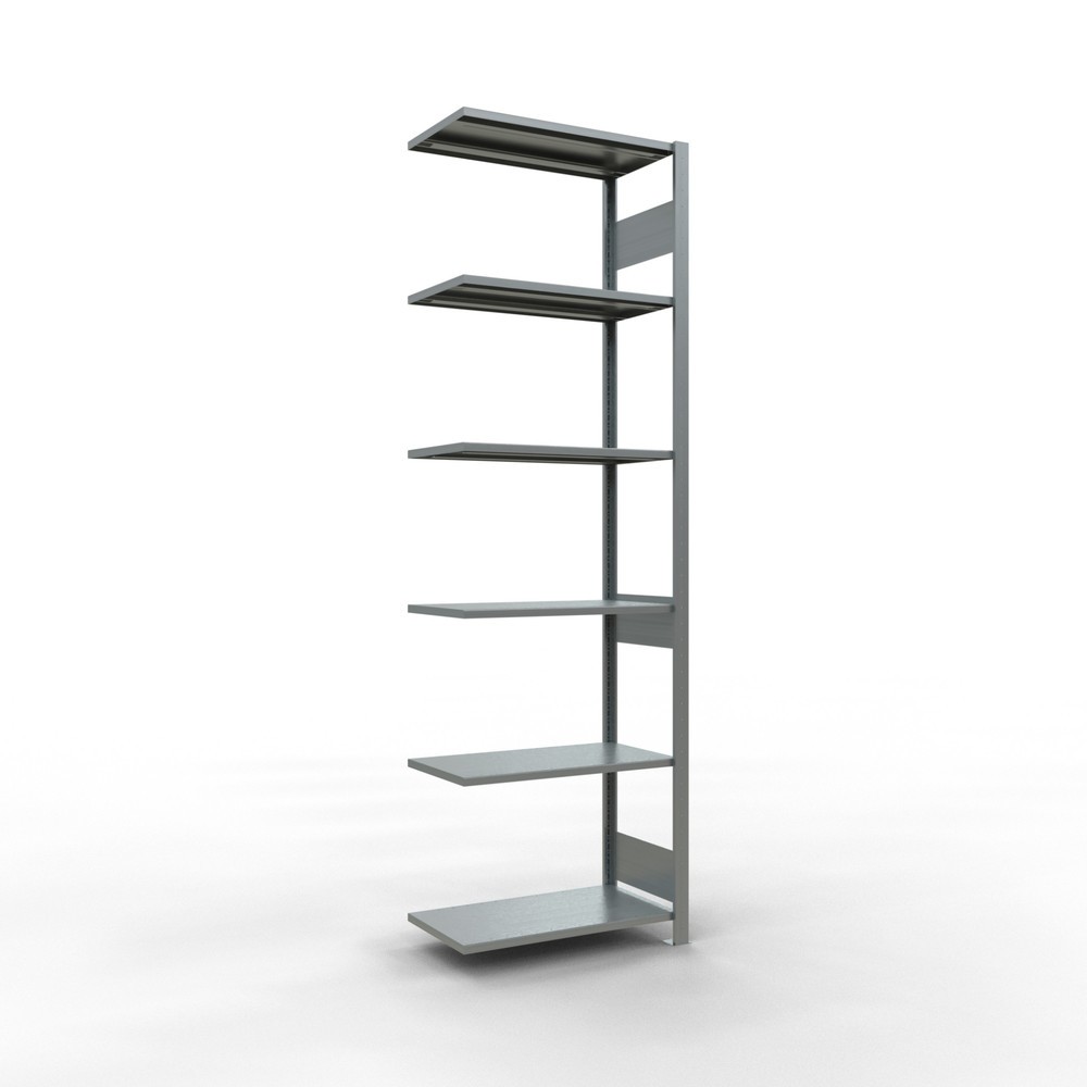 Immagine del prodotto: Scaffalatura a ripiani SCHULTE, montaggio a incastro, campata aggiuntiva, portata per piano 150 kg, zincata, HxLxP 2.500 x 750 x 400 mm