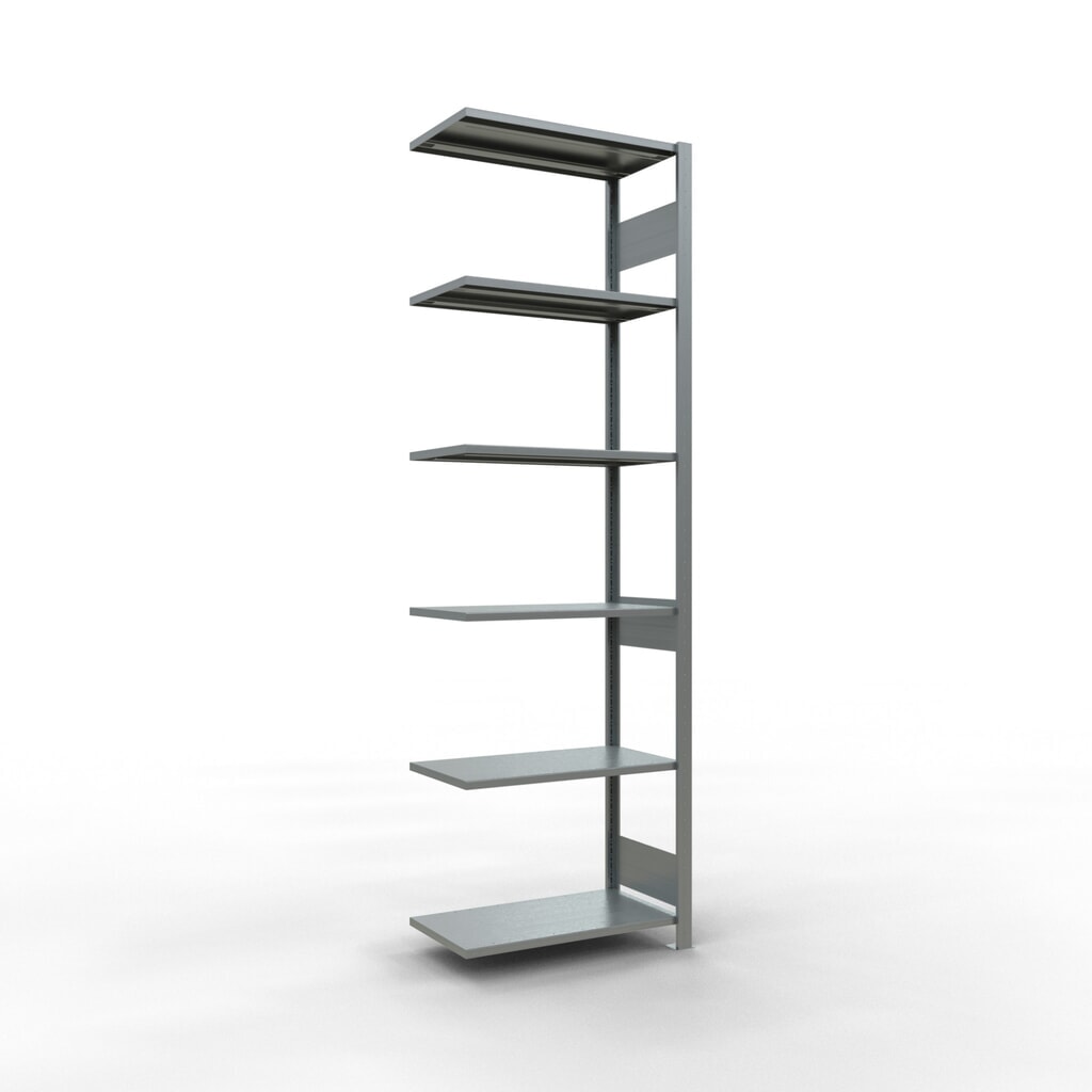 Immagine del prodotto: Scaffalatura a ripiani SCHULTE, montaggio a incastro, campata aggiuntiva, portata per piano 150 kg, zincata, HxLxP 2.500 x 750 x 400 mm