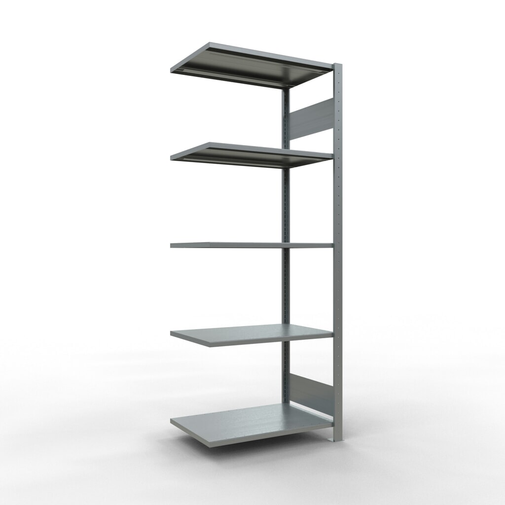 Scaffalatura a ripiani SCHULTE, montaggio a incastro, campata aggiuntiva, portata per piano 150 kg, zincata, AxLxP 2.000 x 750 x 500 mm Immagine del prodotto: Scaffalatura a ripiani SCHULTE, montaggio a incastro, campata aggiuntiva, portata per piano 150 kg, zincata, AxLxP 2.000 x 750 x 500 mm