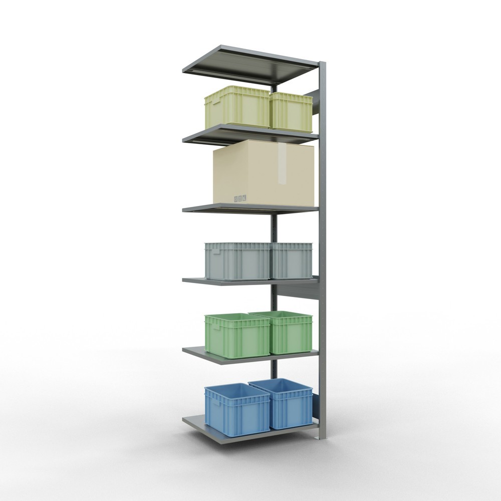 Immagine del prodotto n. 2: Scaffalatura a ripiani SCHULTE, montaggio a incastro, campata aggiuntiva, portata per piano 150 kg, zincata, AxLxP 2.500 x 750 x 600 mm