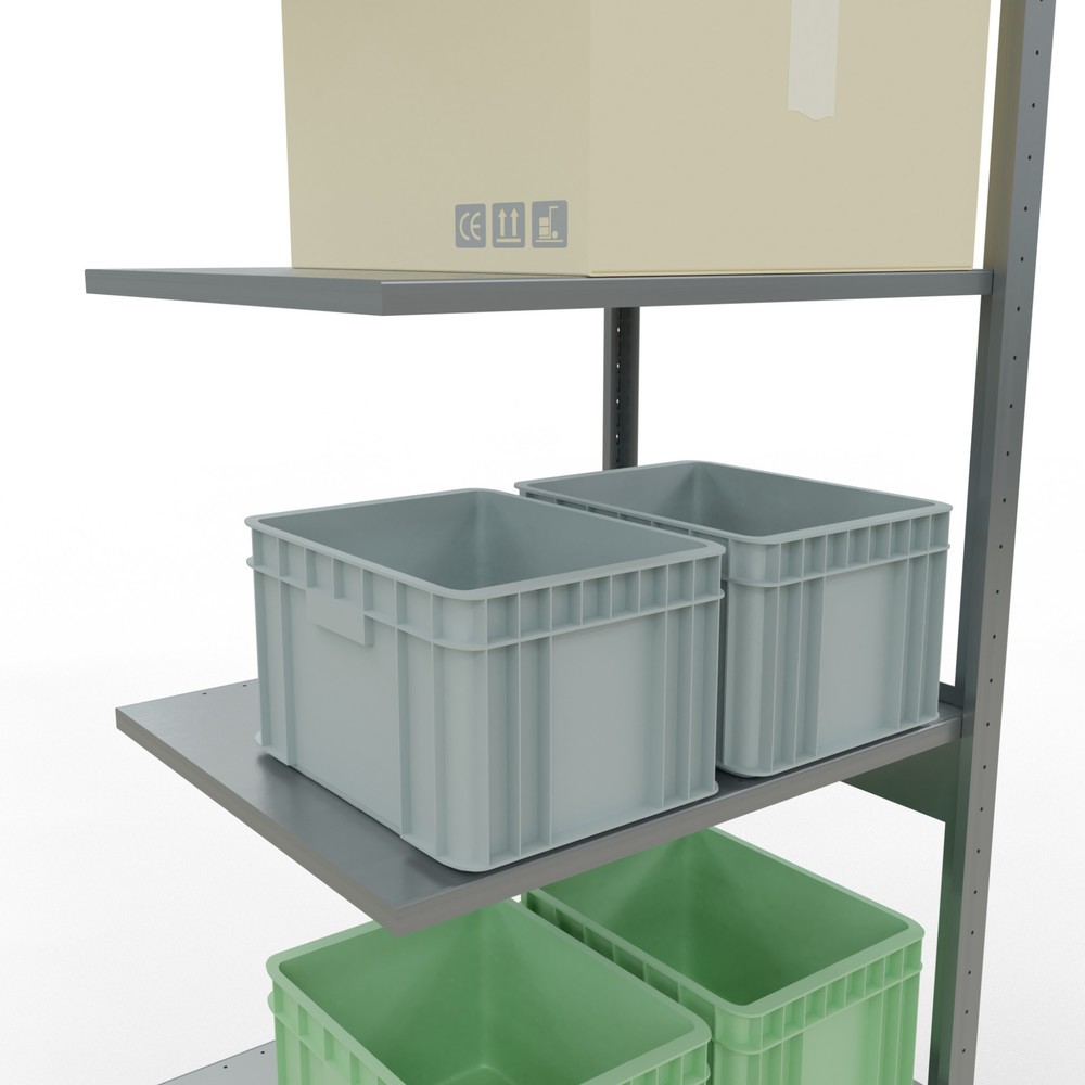Immagine del prodotto n. 3: Scaffalatura a ripiani SCHULTE, montaggio a incastro, campata aggiuntiva, portata per piano 150 kg, zincata, AxLxP 2.500 x 750 x 600 mm