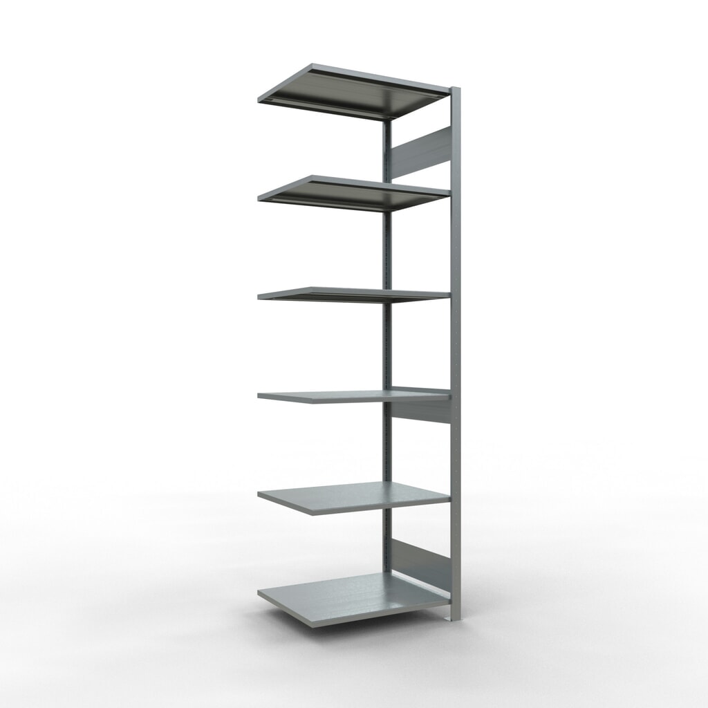 Scaffalatura a ripiani SCHULTE, montaggio a incastro, campata aggiuntiva, portata per piano 150 kg, zincata, AxLxP 2.500 x 750 x 600 mm Immagine del prodotto: Scaffalatura a ripiani SCHULTE, montaggio a incastro, campata aggiuntiva, portata per piano 150 kg, zincata, AxLxP 2.500 x 750 x 600 mm