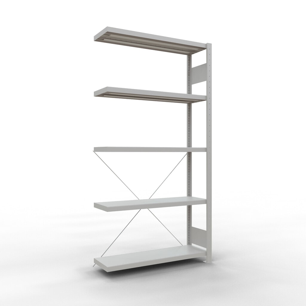 Scaffalatura a ripiani SCHULTE, montaggio a incastro, campata aggiuntiva, portata per piano 330 kg, grigio chiaro, AxLxP 2.000 x 1.000 x 300 mm Immagine del prodotto: Scaffalatura a ripiani SCHULTE, montaggio a incastro, campata aggiuntiva, portata per piano 330 kg, grigio chiaro, AxLxP 2.000 x 1.000 x 300 mm