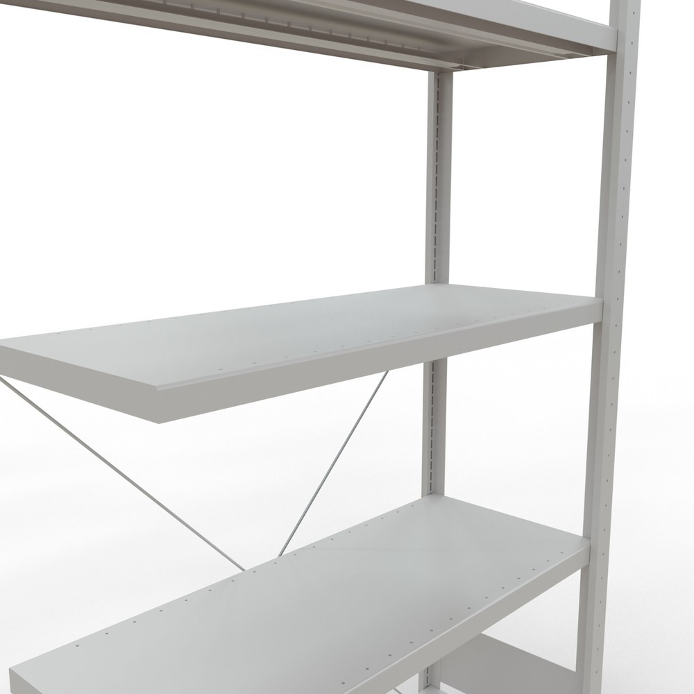 Immagine del prodotto n. 5: Scaffalatura a ripiani SCHULTE, montaggio a incastro, campata aggiuntiva, portata per piano 330 kg, grigio chiaro, AxLxP 2.000 x 1.000 x 400 mm