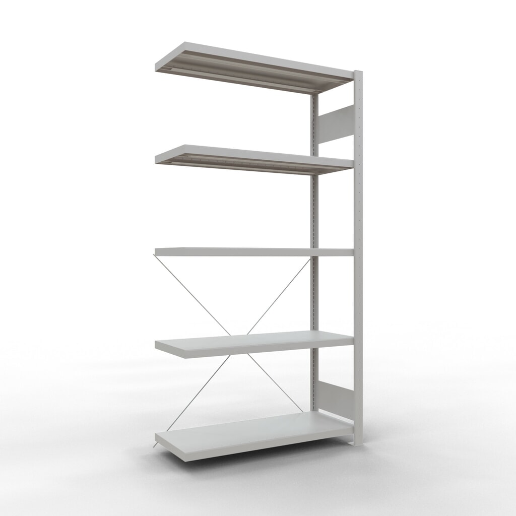 Scaffalatura a ripiani SCHULTE, montaggio a incastro, campata aggiuntiva, portata per piano 330 kg, grigio chiaro, AxLxP 2.000 x 1.000 x 400 mm Immagine del prodotto: Scaffalatura a ripiani SCHULTE, montaggio a incastro, campata aggiuntiva, portata per piano 330 kg, grigio chiaro, AxLxP 2.000 x 1.000 x 400 mm