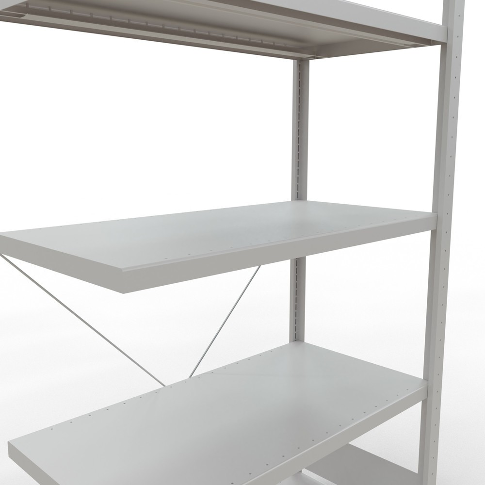 Immagine del prodotto n. 5: Scaffalatura a ripiani SCHULTE, montaggio a incastro, campata aggiuntiva, portata per piano 330 kg, grigio chiaro, AxLxP 2.000 x 1.000 x 500 mm