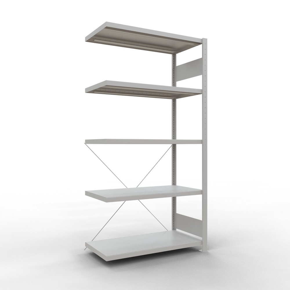 Immagine del prodotto: Scaffalatura a ripiani SCHULTE, montaggio a incastro, campata aggiuntiva, portata per piano 330 kg, grigio chiaro, AxLxP 2.000 x 1.000 x 500 mm