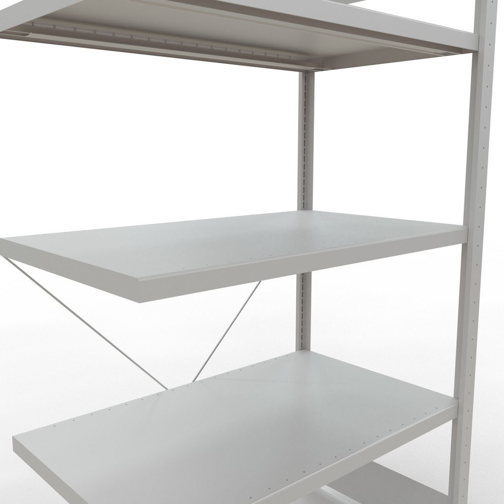 Immagine del prodotto n. 5: Scaffalatura a ripiani SCHULTE, montaggio a incastro, campata aggiuntiva, portata per piano 330 kg, grigio chiaro, AxLxP 2.000 x 1.000 x 600 mm