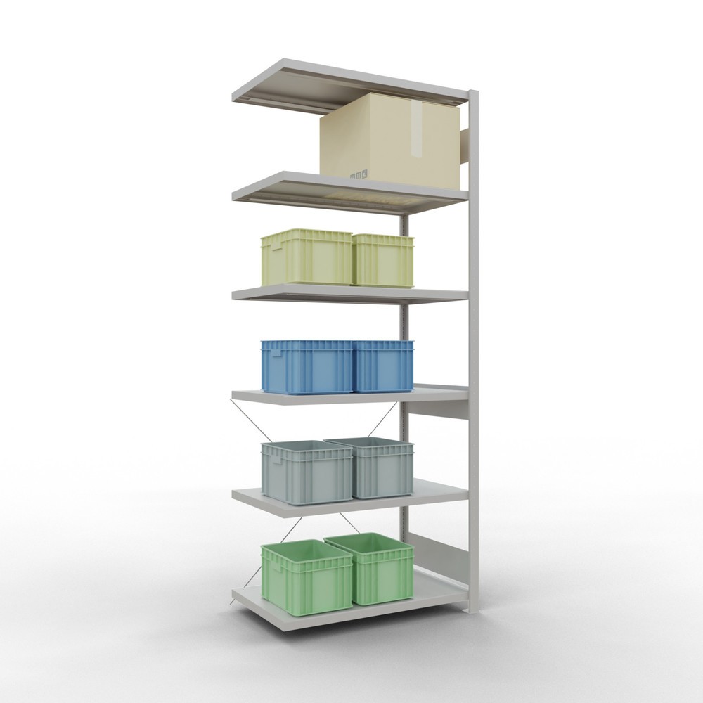 Immagine del prodotto n. 3: Scaffalatura a ripiani SCHULTE, montaggio a incastro, campata aggiuntiva, portata per piano 330 kg, grigio chiaro, AxLxP 2.500 x 1.000 x 600 mm