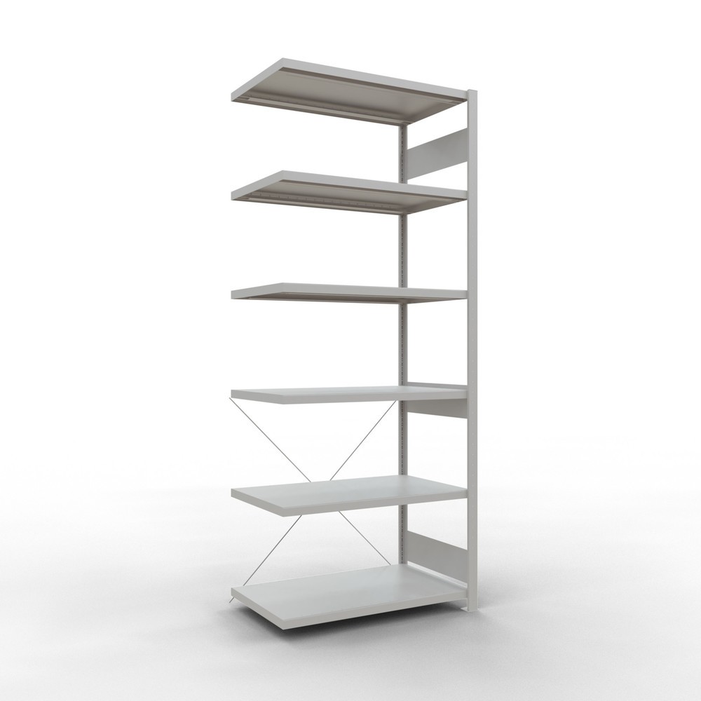 Immagine del prodotto: Scaffalatura a ripiani SCHULTE, montaggio a incastro, campata aggiuntiva, portata per piano 330 kg, grigio chiaro, AxLxP 2.500 x 1.000 x 600 mm