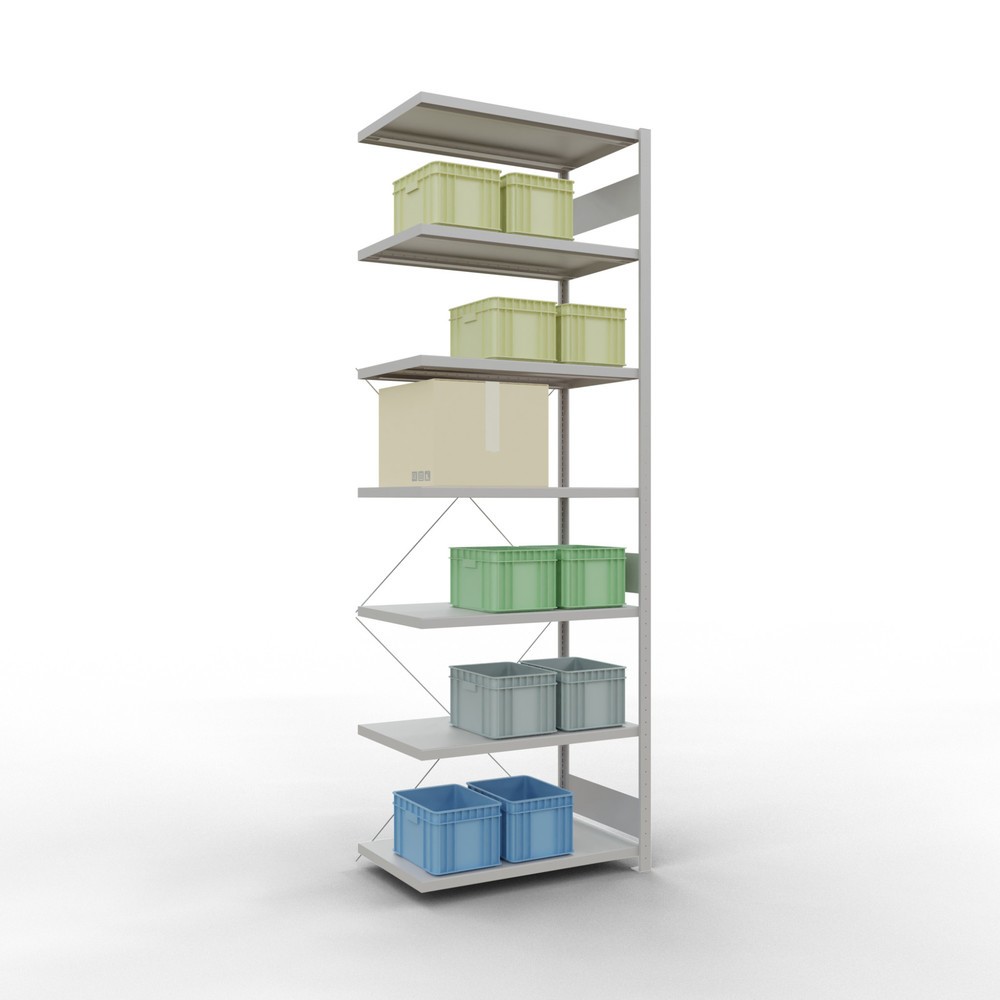 Immagine del prodotto n. 3: Scaffalatura a ripiani SCHULTE, montaggio a incastro, campata aggiuntiva, portata per piano 330 kg, grigio chiaro, AxLxP 3.000 x 1.000 x 600 mm