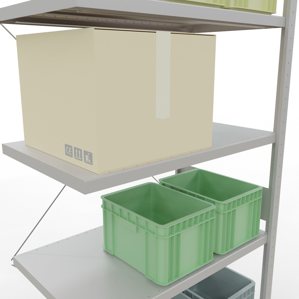Immagine del prodotto n. 4: Scaffalatura a ripiani SCHULTE, montaggio a incastro, campata aggiuntiva, portata per piano 330 kg, grigio chiaro, AxLxP 3.000 x 1.000 x 600 mm