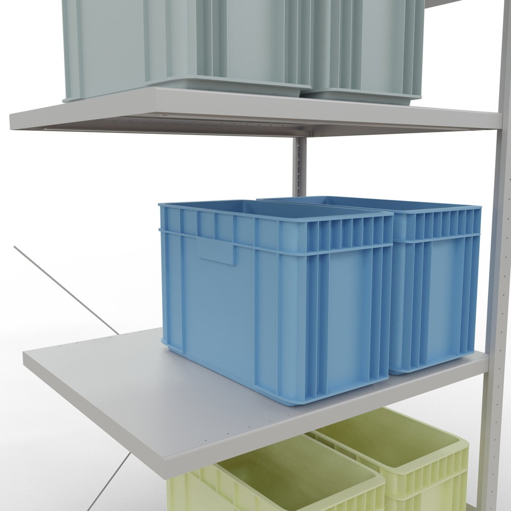 Immagine del prodotto n. 4: Scaffalatura a ripiani SCHULTE, montaggio a incastro, campata aggiuntiva, portata per piano 330 kg, grigio chiaro, AxLxP 2.000 x 1.000 x 800 mm