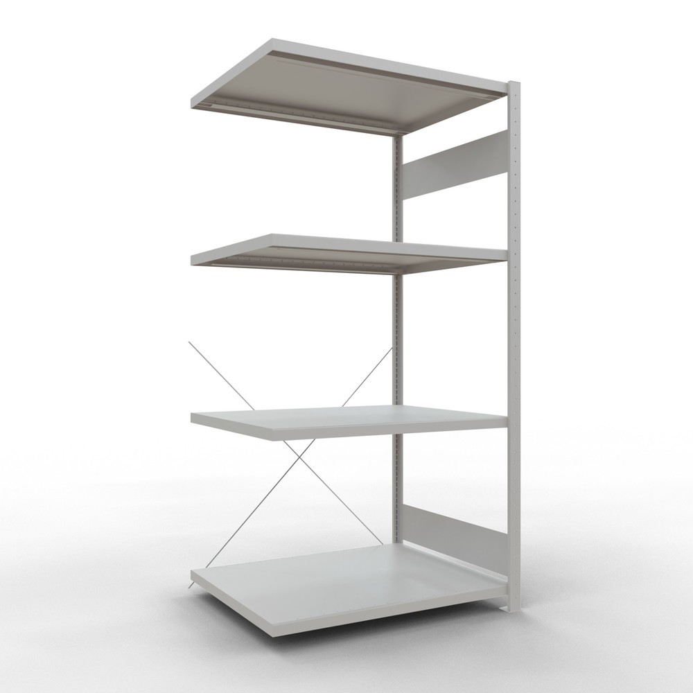 Immagine del prodotto: Scaffalatura a ripiani SCHULTE, montaggio a incastro, campata aggiuntiva, portata per piano 330 kg, grigio chiaro, AxLxP 2.000 x 1.000 x 800 mm