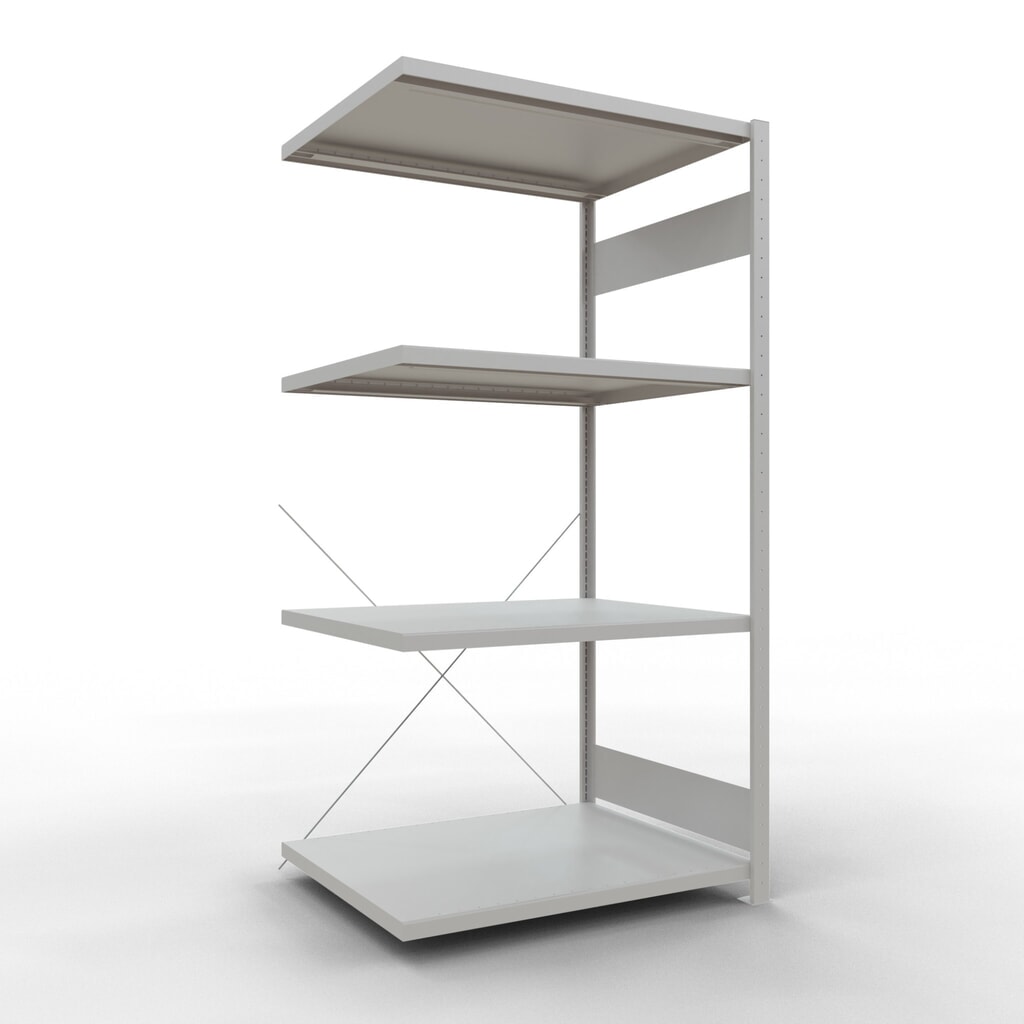 Scaffalatura a ripiani SCHULTE, montaggio a incastro, campata aggiuntiva, portata per piano 330 kg, grigio chiaro, AxLxP 2.000 x 1.000 x 800 mm Immagine del prodotto: Scaffalatura a ripiani SCHULTE, montaggio a incastro, campata aggiuntiva, portata per piano 330 kg, grigio chiaro, AxLxP 2.000 x 1.000 x 800 mm