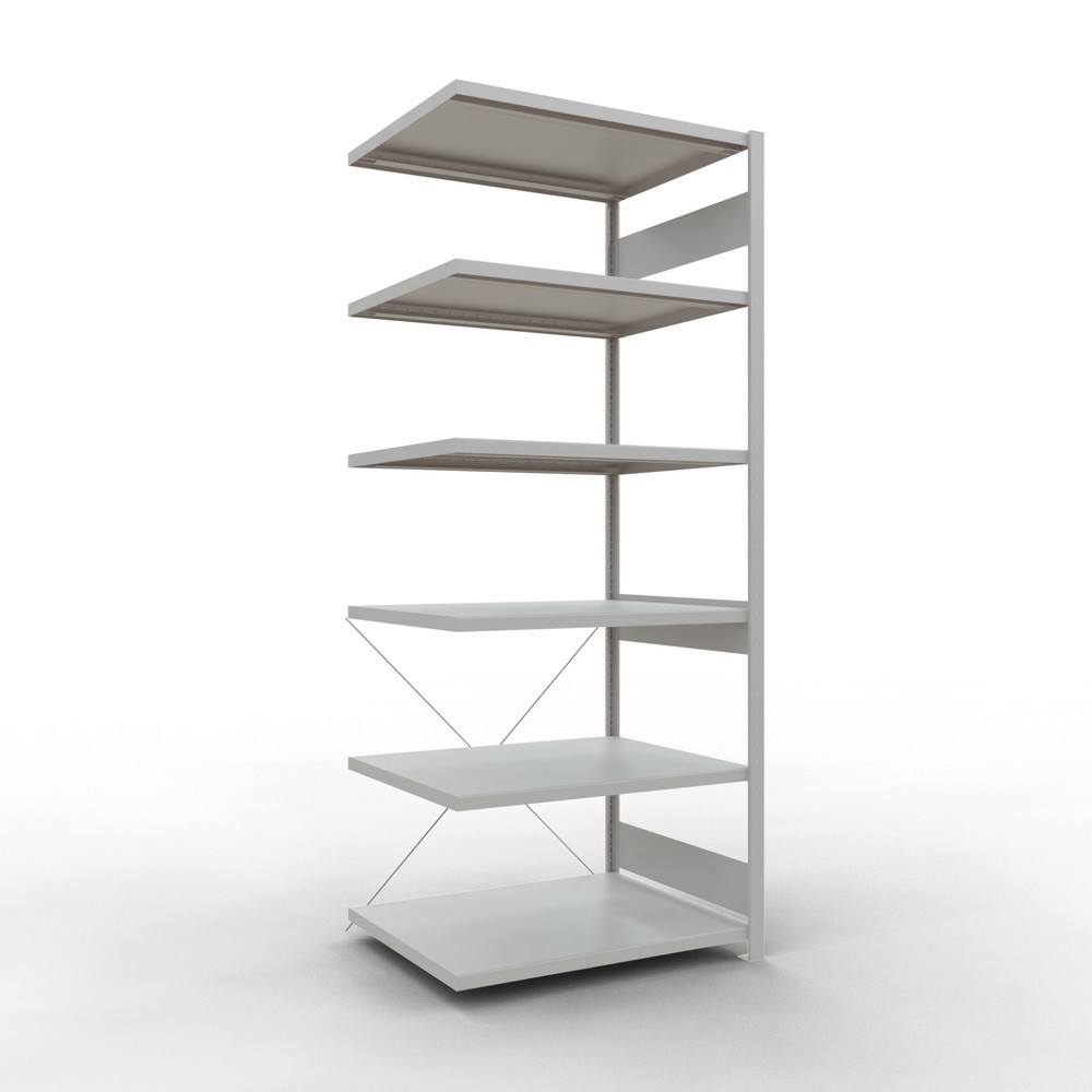 Immagine del prodotto: Scaffalatura a ripiani SCHULTE, montaggio a incastro, campata aggiuntiva, portata per piano 330 kg, grigio chiaro, AxLxP 2.500 x 1.000 x 800 mm