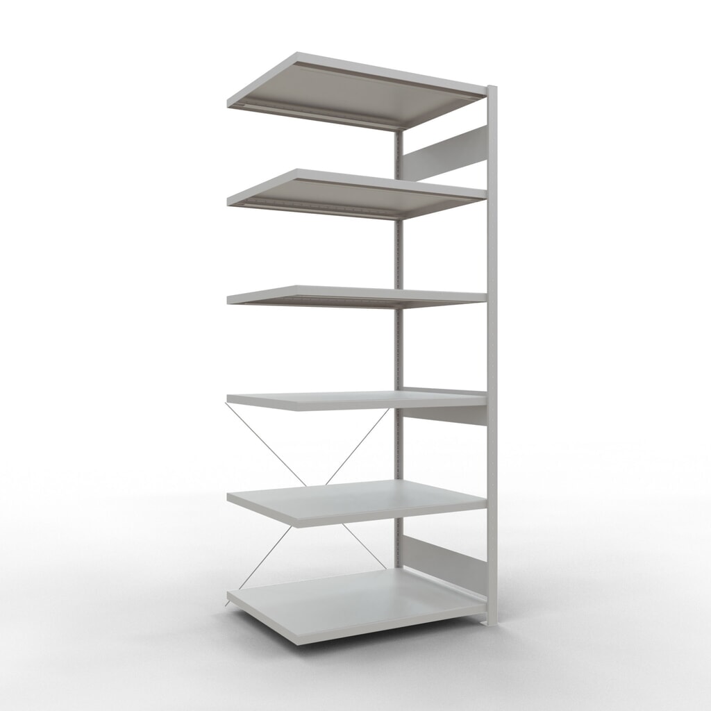 Immagine del prodotto: Scaffalatura a ripiani SCHULTE, montaggio a incastro, campata aggiuntiva, portata per piano 330 kg, grigio chiaro, AxLxP 2.500 x 1.000 x 800 mm