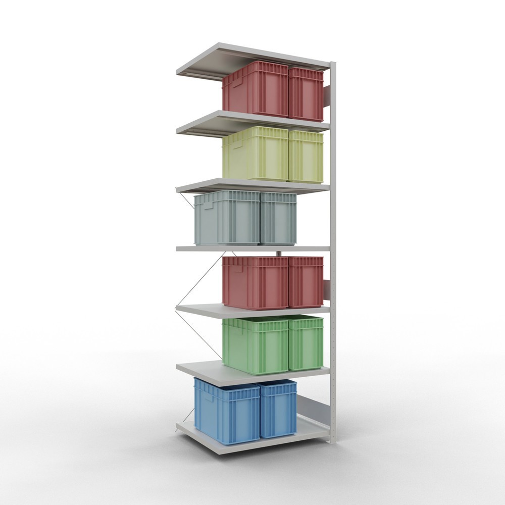 Immagine del prodotto n. 3: Scaffalatura a ripiani SCHULTE, montaggio a incastro, campata aggiuntiva, portata per piano 330 kg, grigio chiaro, HxLxP 3.000 x 1.000 x 800 mm