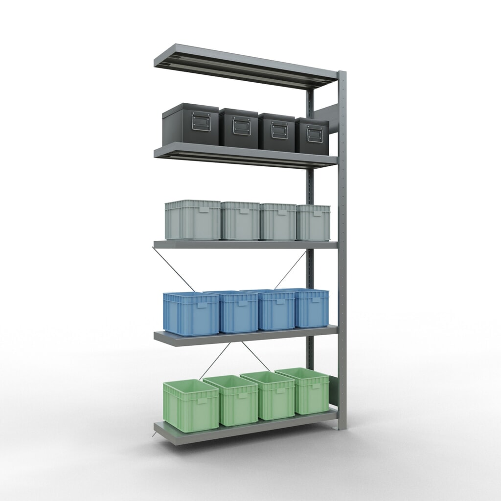 Scaffalatura a ripiani SCHULTE, montaggio a incastro, campata aggiuntiva, portata per piano 330 kg, zincata, AxLxP 2.000 x 1.000 x 300 mm Immagine del prodotto n. 3: Scaffalatura a ripiani SCHULTE, montaggio a incastro, campata aggiuntiva, portata per piano 330 kg, zincata, AxLxP 2.000 x 1.000 x 300 mm