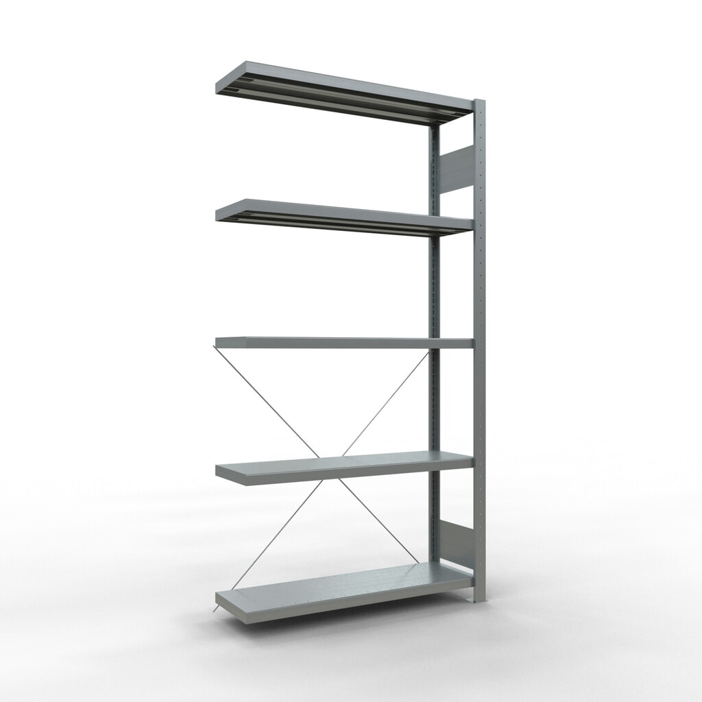 Immagine del prodotto: Scaffalatura a ripiani SCHULTE, montaggio a incastro, campata aggiuntiva, portata per piano 330 kg, zincata, AxLxP 2.000 x 1.000 x 300 mm