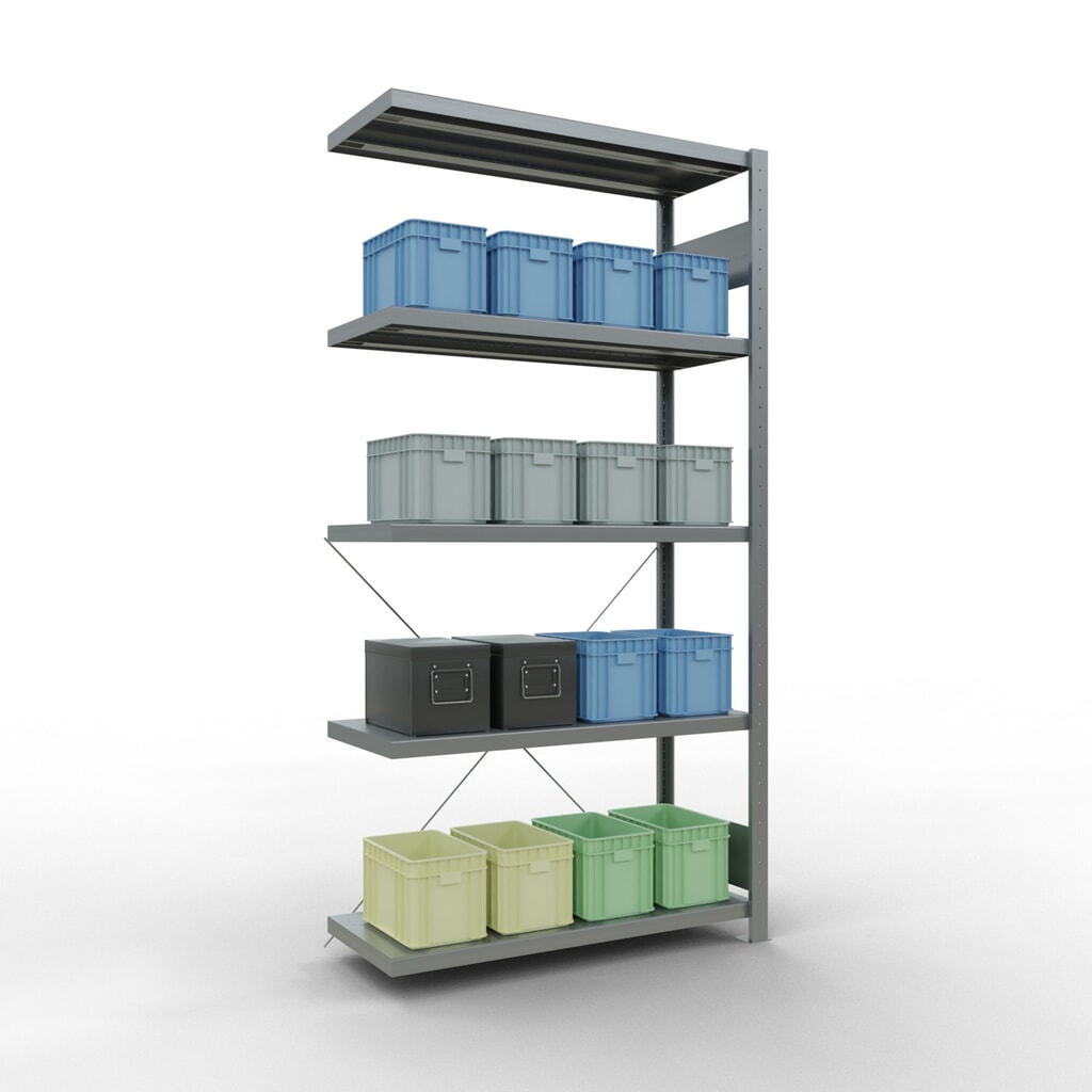 Immagine del prodotto n. 3: Scaffalatura a ripiani SCHULTE, montaggio a incastro, campata aggiuntiva, portata per piano 330 kg, zincata, AxLxP 2.000 x 1.000 x 400 mm