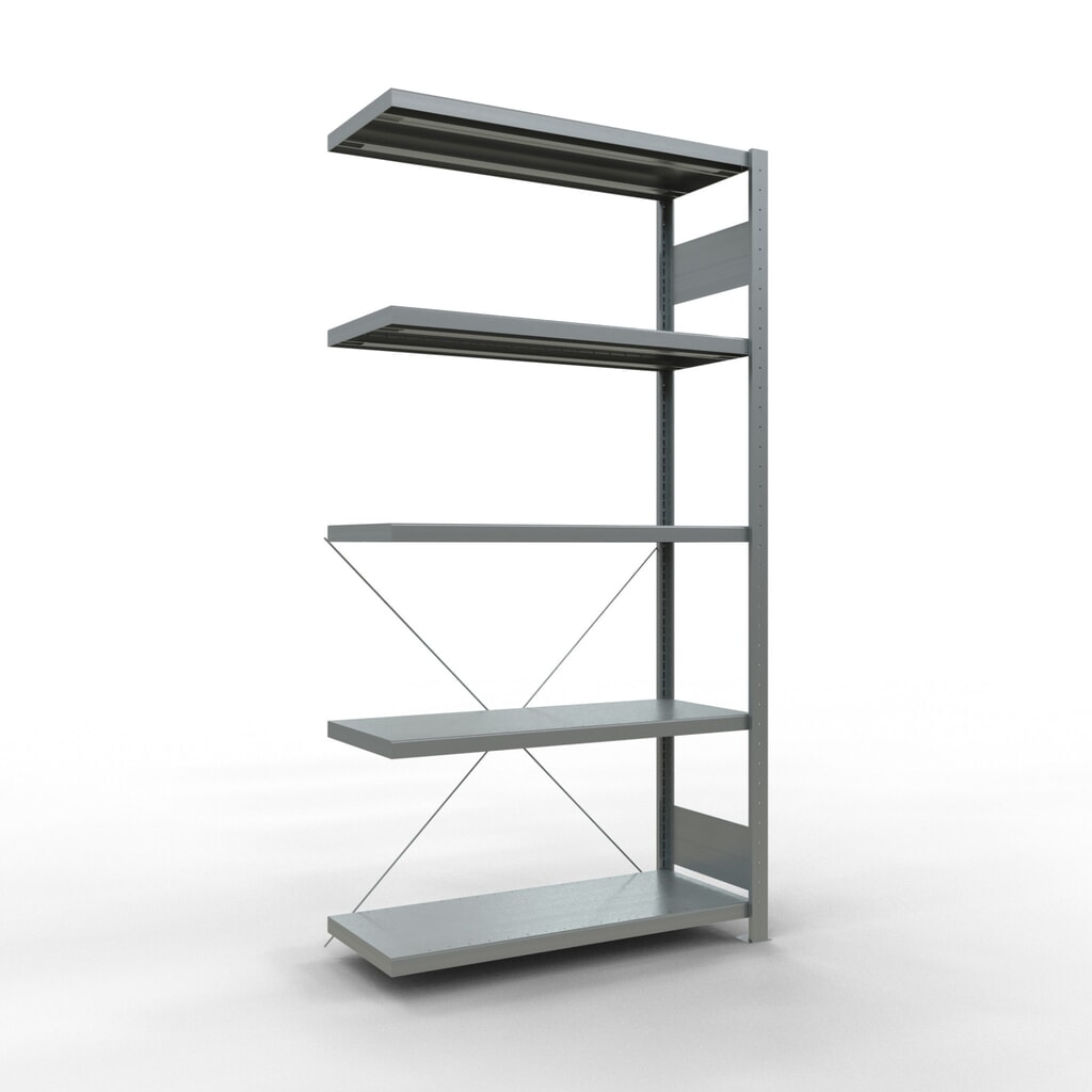 Immagine del prodotto: Scaffalatura a ripiani SCHULTE, montaggio a incastro, campata aggiuntiva, portata per piano 330 kg, zincata, AxLxP 2.000 x 1.000 x 400 mm