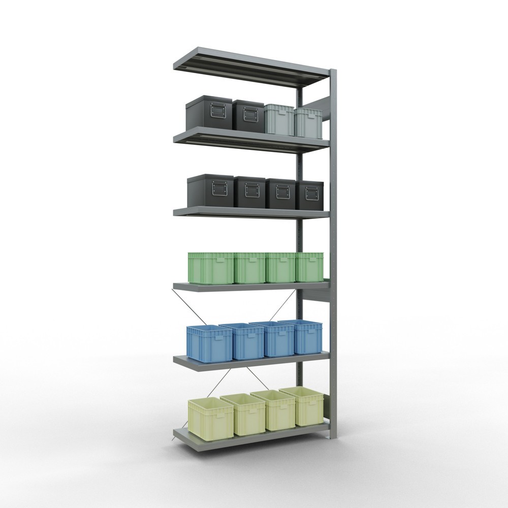 Immagine del prodotto n. 3: Scaffalatura a ripiani SCHULTE, montaggio a incastro, campata aggiuntiva, portata per piano 330 kg, zincata, AxLxP 2.500 x 1.000 x 400 mm