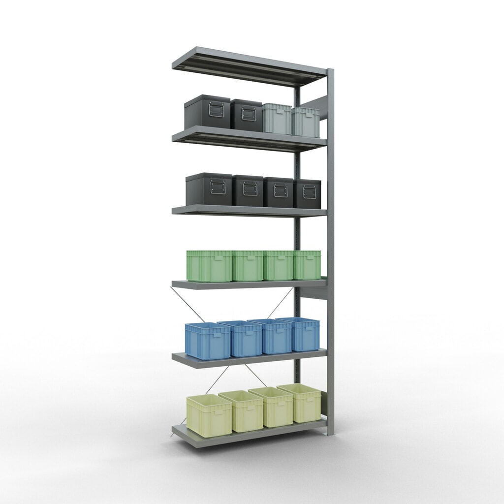 Immagine del prodotto n. 3: Scaffalatura a ripiani SCHULTE, montaggio a incastro, campata aggiuntiva, portata per piano 330 kg, zincata, AxLxP 2.500 x 1.000 x 400 mm