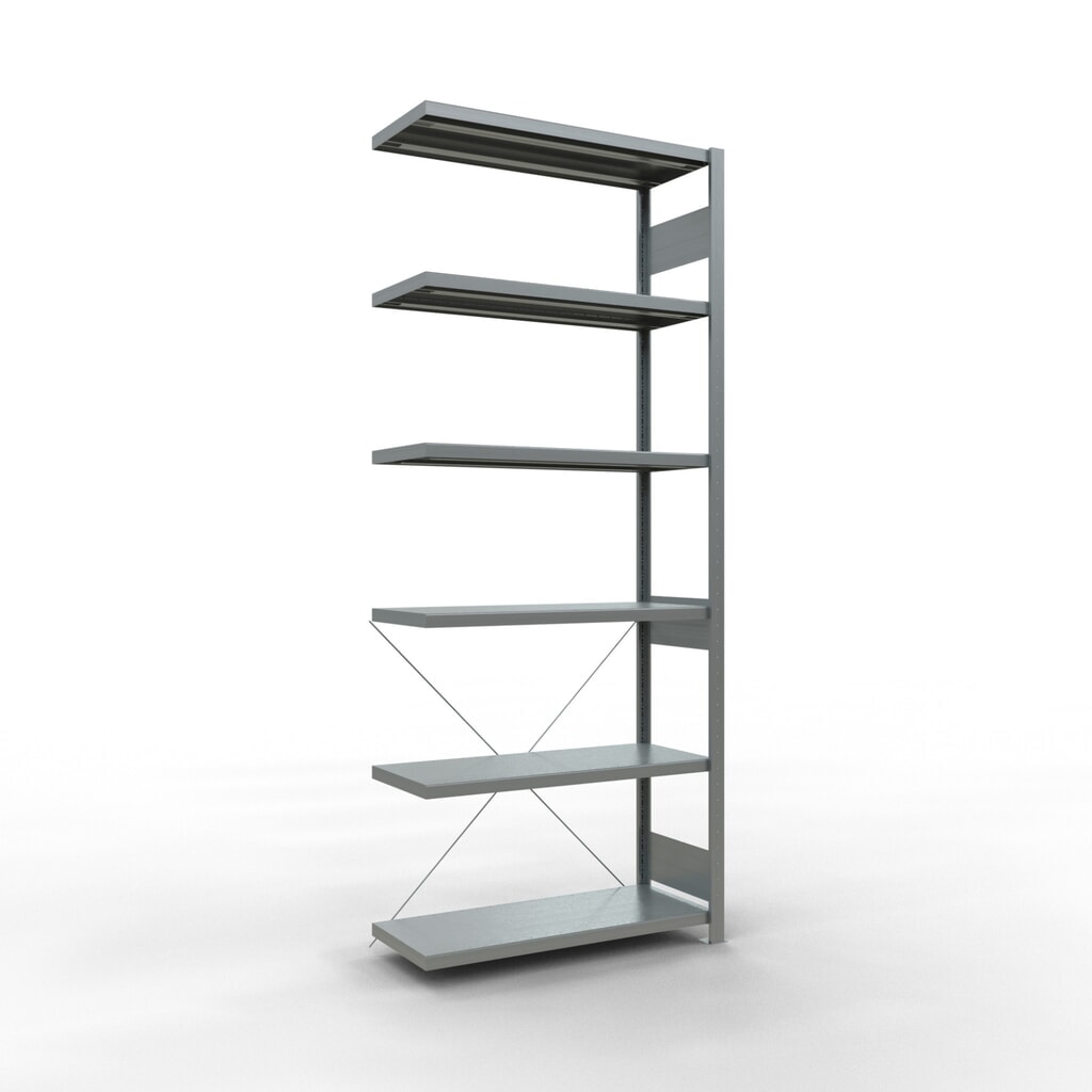 Scaffalatura a ripiani SCHULTE, montaggio a incastro, campata aggiuntiva, portata per piano 330 kg, zincata, AxLxP 2.500 x 1.000 x 400 mm Immagine del prodotto: Scaffalatura a ripiani SCHULTE, montaggio a incastro, campata aggiuntiva, portata per piano 330 kg, zincata, AxLxP 2.500 x 1.000 x 400 mm