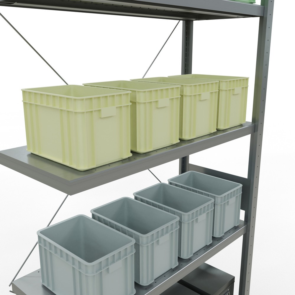Immagine del prodotto n. 4: Scaffalatura a ripiani SCHULTE, montaggio a incastro, campata aggiuntiva, portata per piano 330 kg, zincata, AxLxP 3.000 x 1.000 x 400 mm