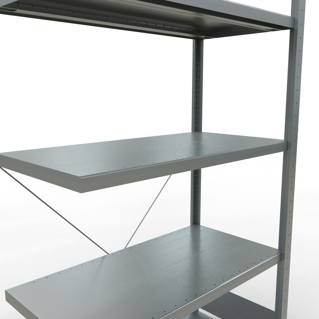 Scaffalatura a ripiani SCHULTE, montaggio a incastro, campata aggiuntiva, portata per piano 330 kg, zincata, AxLxP 2.000 x 1.000 x 500 mm Immagine del prodotto n. 5: Scaffalatura a ripiani SCHULTE, montaggio a incastro, campata aggiuntiva, portata per piano 330 kg, zincata, AxLxP 2.000 x 1.000 x 500 mm