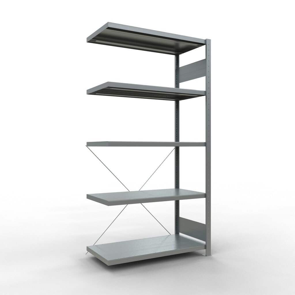 Scaffalatura a ripiani SCHULTE, montaggio a incastro, campata aggiuntiva, portata per piano 330 kg, zincata, AxLxP 2.000 x 1.000 x 500 mm Immagine del prodotto: Scaffalatura a ripiani SCHULTE, montaggio a incastro, campata aggiuntiva, portata per piano 330 kg, zincata, AxLxP 2.000 x 1.000 x 500 mm