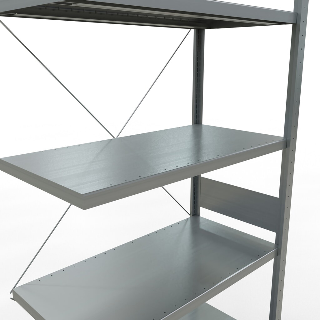 Scaffalatura a ripiani SCHULTE, montaggio a incastro, campata aggiuntiva, portata per piano 330 kg, zincata, HxLxP 3.000 x 1.000 x 500 mm Immagine del prodotto n. 5: Scaffalatura a ripiani SCHULTE, montaggio a incastro, campata aggiuntiva, portata per piano 330 kg, zincata, HxLxP 3.000 x 1.000 x 500 mm
