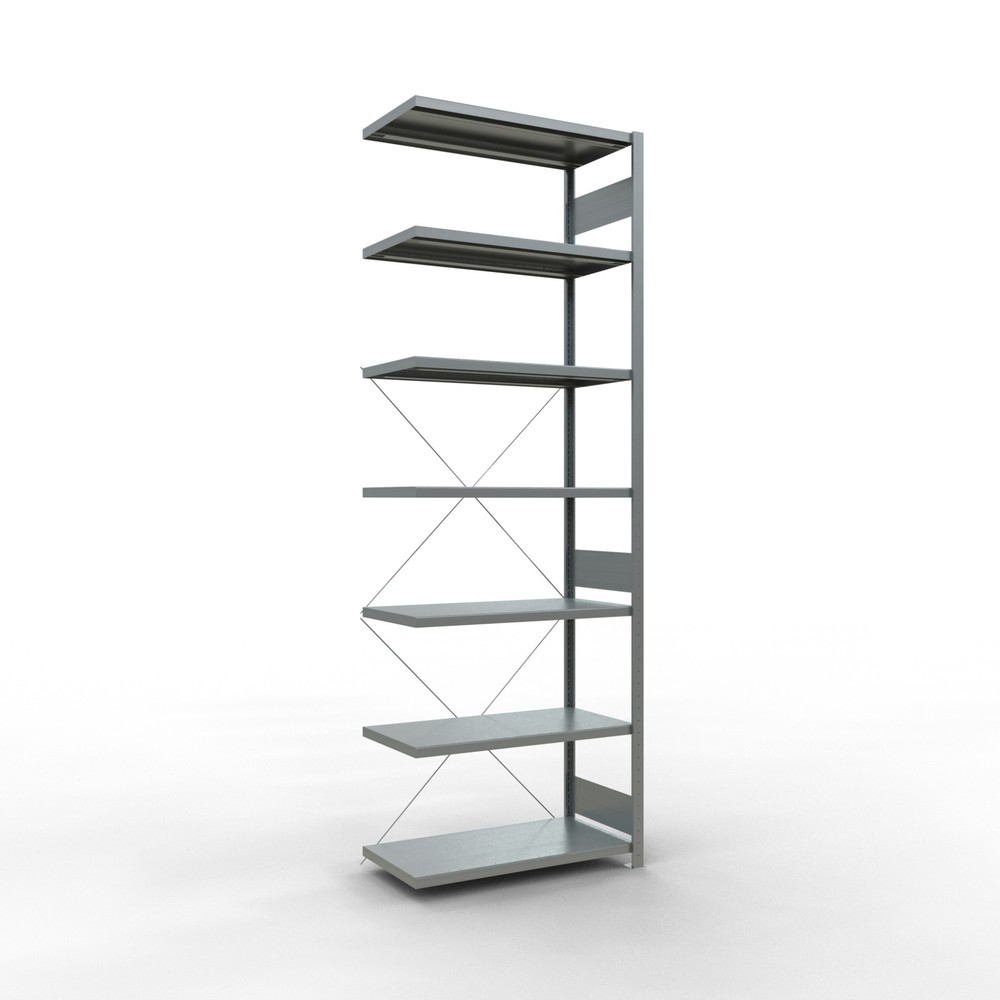 Immagine del prodotto: Scaffalatura a ripiani SCHULTE, montaggio a incastro, campata aggiuntiva, portata per piano 330 kg, zincata, HxLxP 3.000 x 1.000 x 500 mm