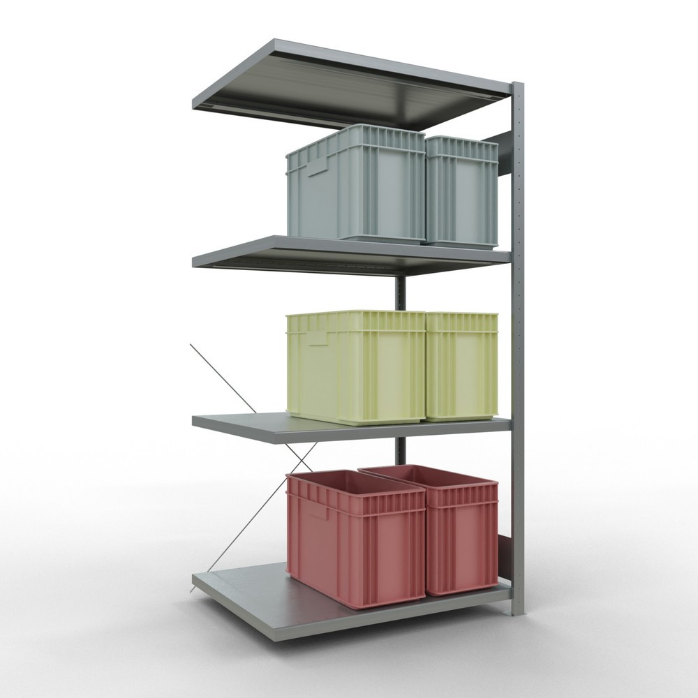 Immagine del prodotto n. 3: Scaffalatura a ripiani SCHULTE, montaggio a incastro, campata aggiuntiva, portata per piano 330 kg, zincata, AxLxP 2.000 x 1.000 x 800 mm