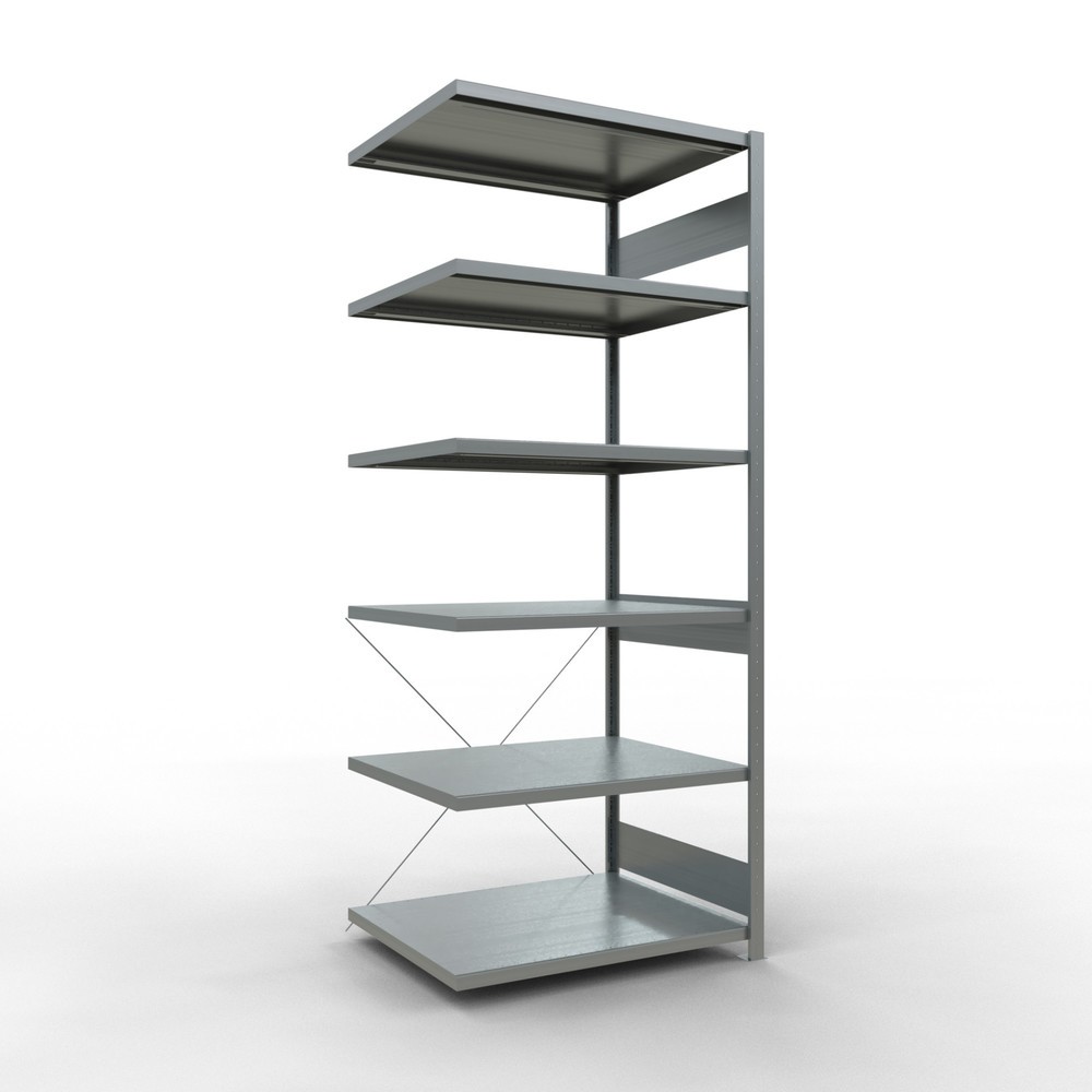 Immagine del prodotto: Scaffalatura a ripiani SCHULTE, montaggio a incastro, campata aggiuntiva, portata per piano 330 kg, zincata, AxLxP 2.500 x 1.000 x 800 mm