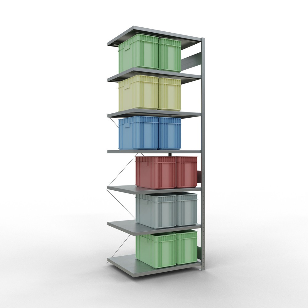 Immagine del prodotto n. 3: Scaffalatura a ripiani SCHULTE, montaggio a incastro, campata aggiuntiva, portata per piano 330 kg, zincata, AxLxP 3.000 x 1.000 x 800 mm