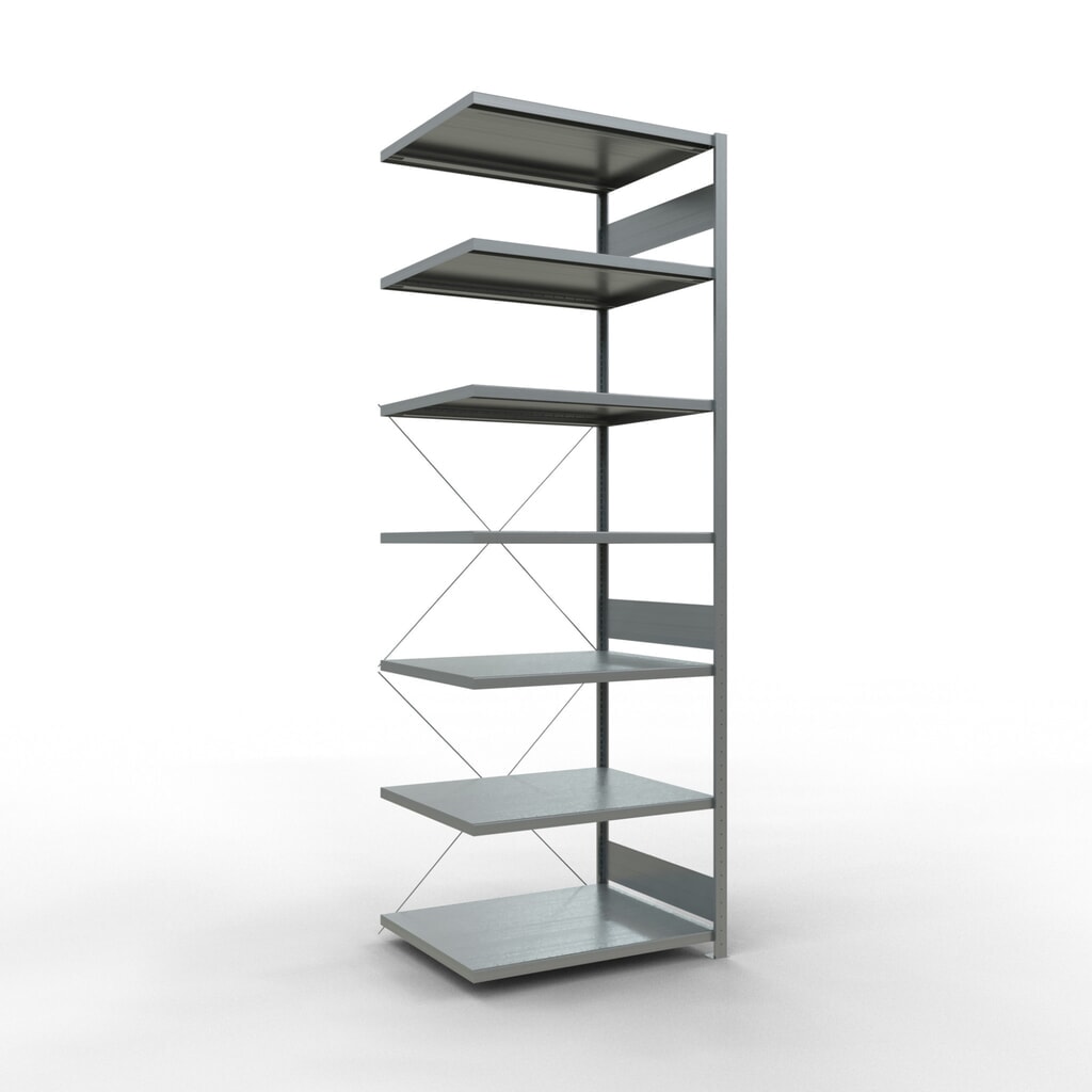 Scaffalatura a ripiani SCHULTE, montaggio a incastro, campata aggiuntiva, portata per piano 330 kg, zincata, AxLxP 3.000 x 1.000 x 800 mm Immagine del prodotto: Scaffalatura a ripiani SCHULTE, montaggio a incastro, campata aggiuntiva, portata per piano 330 kg, zincata, AxLxP 3.000 x 1.000 x 800 mm