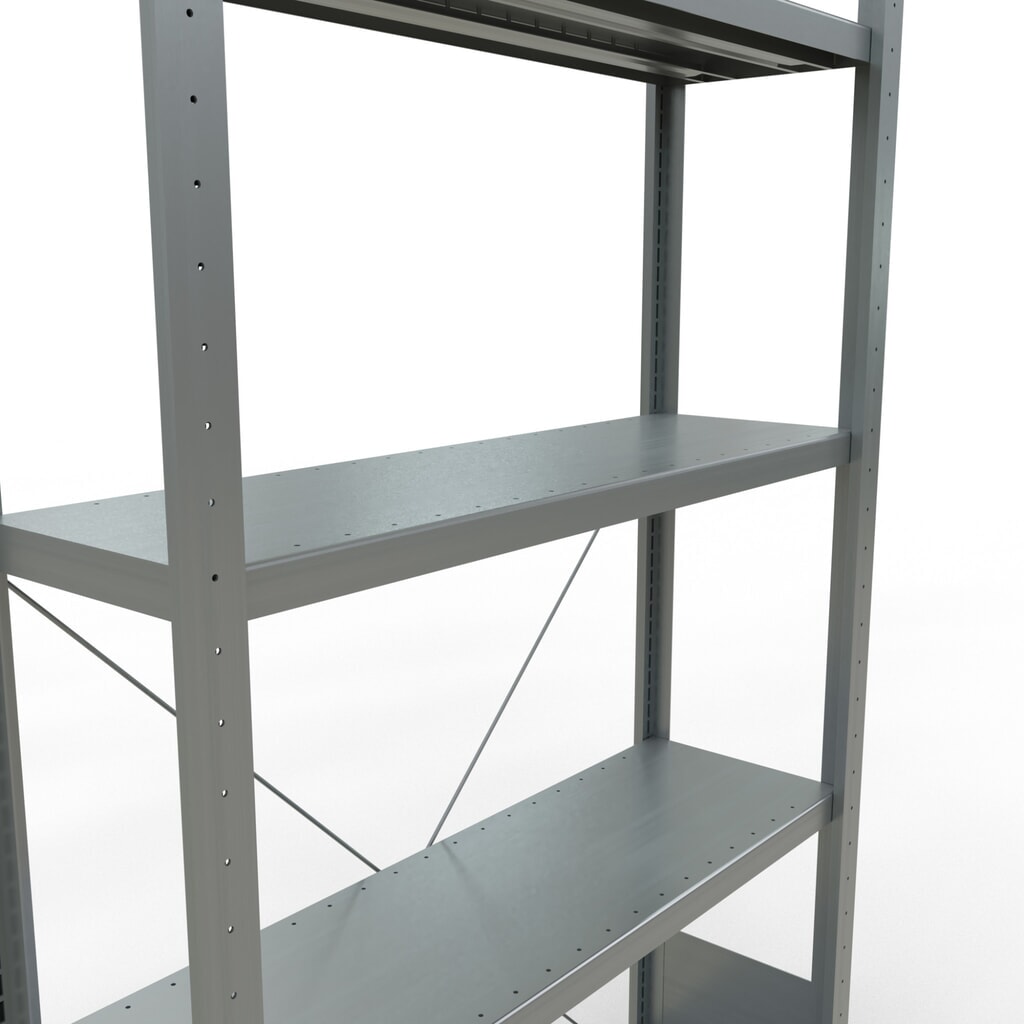 Scaffalatura a ripiani SCHULTE zincata con 5 fondi in lamiera d'acciaio, portata per piano di 330 kg, AxLxP 2.000 x 1.060 x 336 mm Immagine del prodotto n. 5: Scaffalatura a ripiani SCHULTE zincata con 5 fondi in lamiera d'acciaio, portata per piano di 330 kg, AxLxP 2.000 x 1.060 x 336 mm