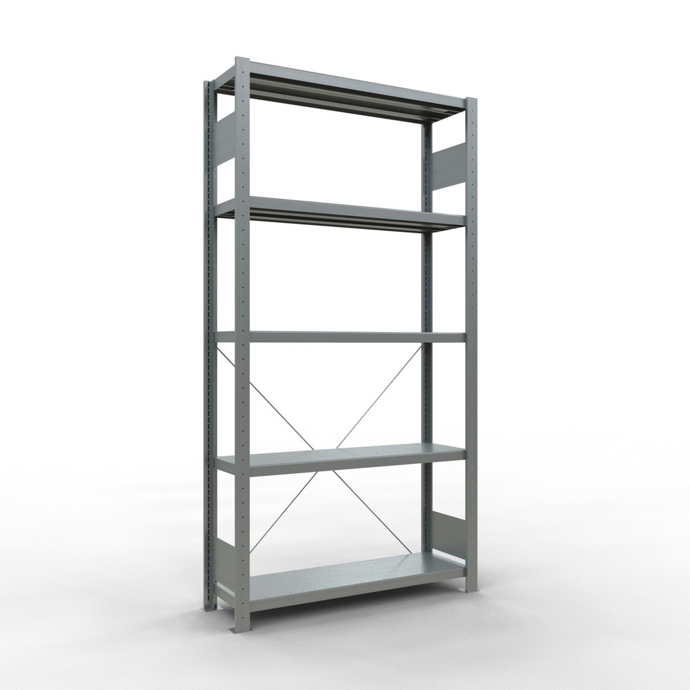 Immagine del prodotto: Scaffalatura a ripiani SCHULTE zincata con 5 fondi in lamiera d'acciaio, portata per piano di 330 kg, AxLxP 2.000 x 1.060 x 336 mm