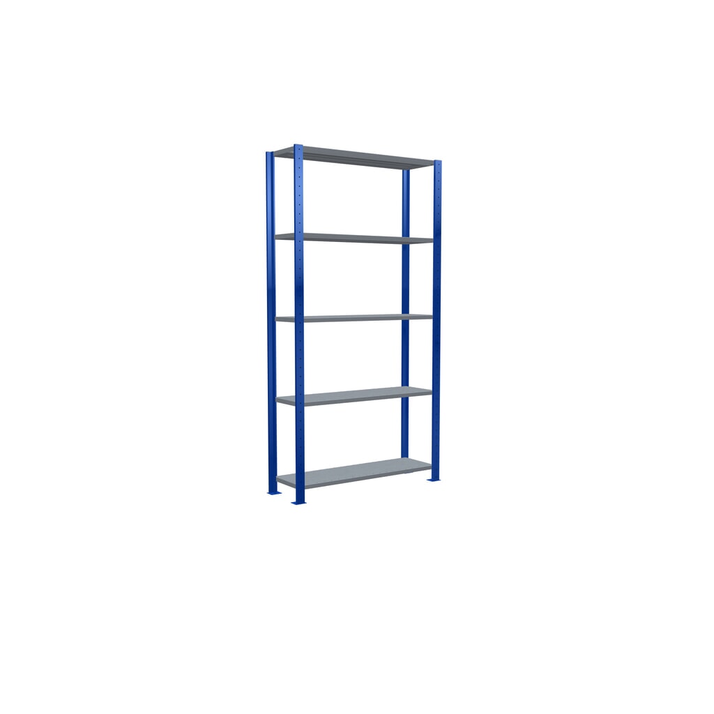 Scaffalatura a ripiani SCHULTE, blu genziana/zincato con 5 fondi in lamiera d'acciaio, portata per piano di 330 kg, AxLxP 2.000 x 1.060 x 336 mm Immagine del prodotto n. 2: Scaffalatura a ripiani SCHULTE, blu genziana/zincato con 5 fondi in lamiera d'acciaio, portata per piano di 330 kg, AxLxP 2.000 x 1.060 x 336 mm