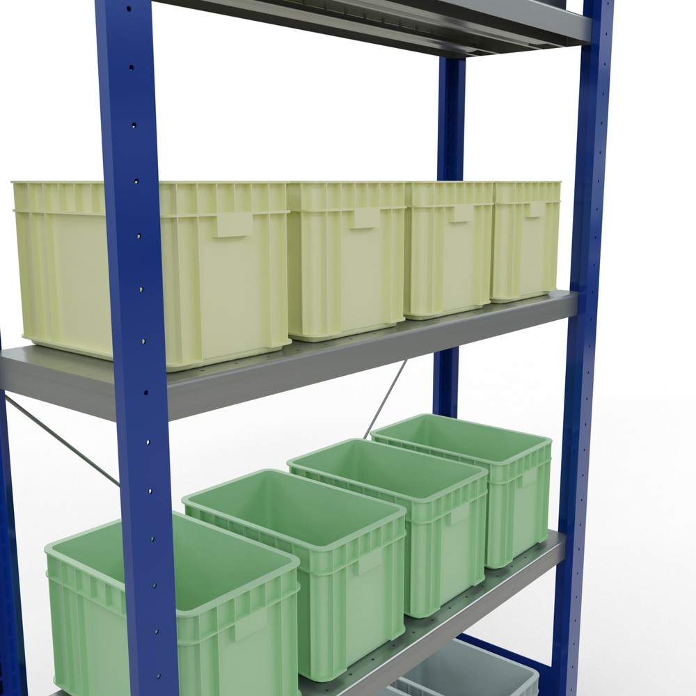 Immagine del prodotto n. 4: Scaffalatura a ripiani SCHULTE, blu genziana/zincato con 5 fondi in lamiera d'acciaio, portata per piano di 330 kg, AxLxP 2.000 x 1.060 x 336 mm