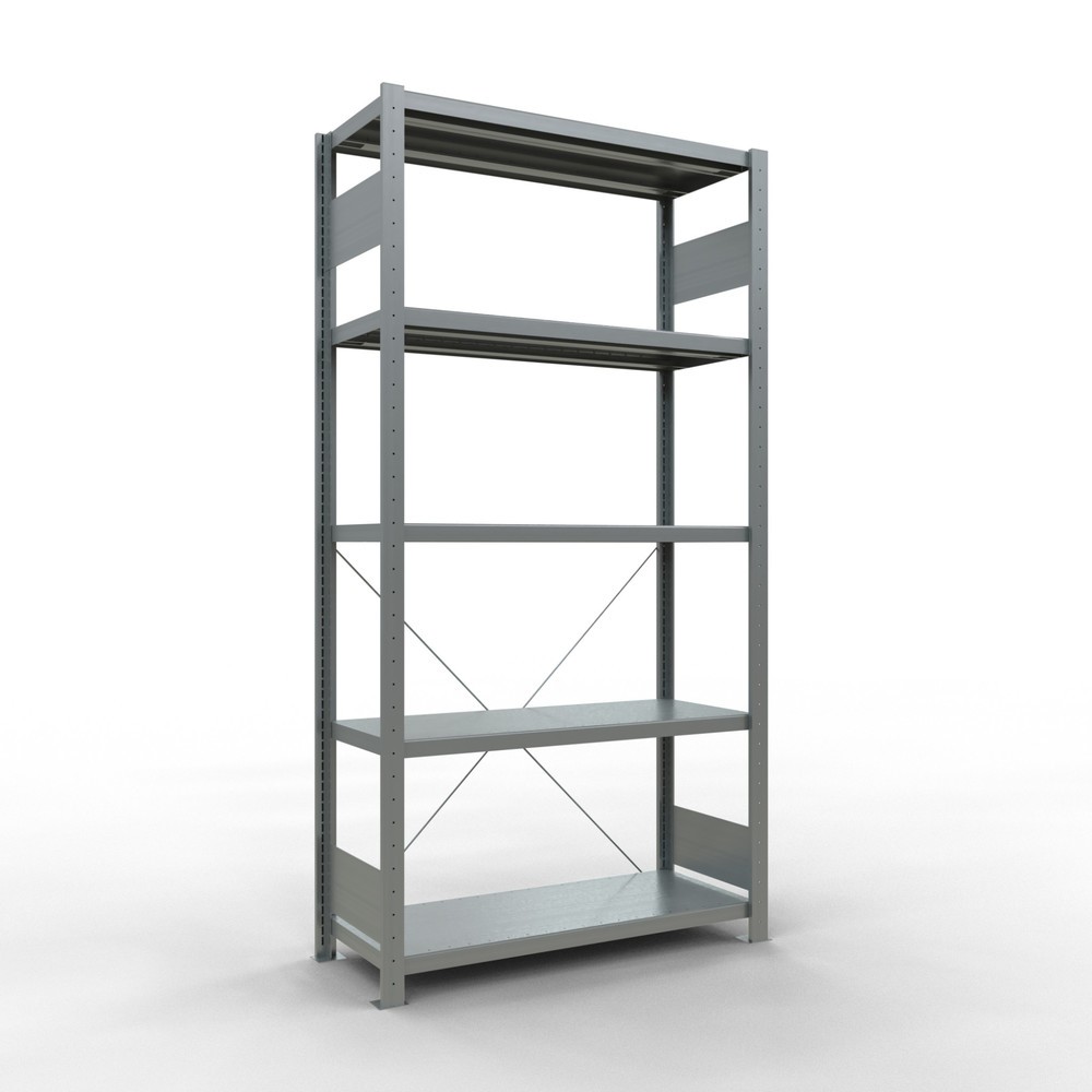 Immagine del prodotto: Scaffalatura a ripiani SCHULTE zincata con 5 fondi in lamiera d'acciaio, portata per piano di 330 kg, AxLxP 2.000 x 1.060 x 436 mm