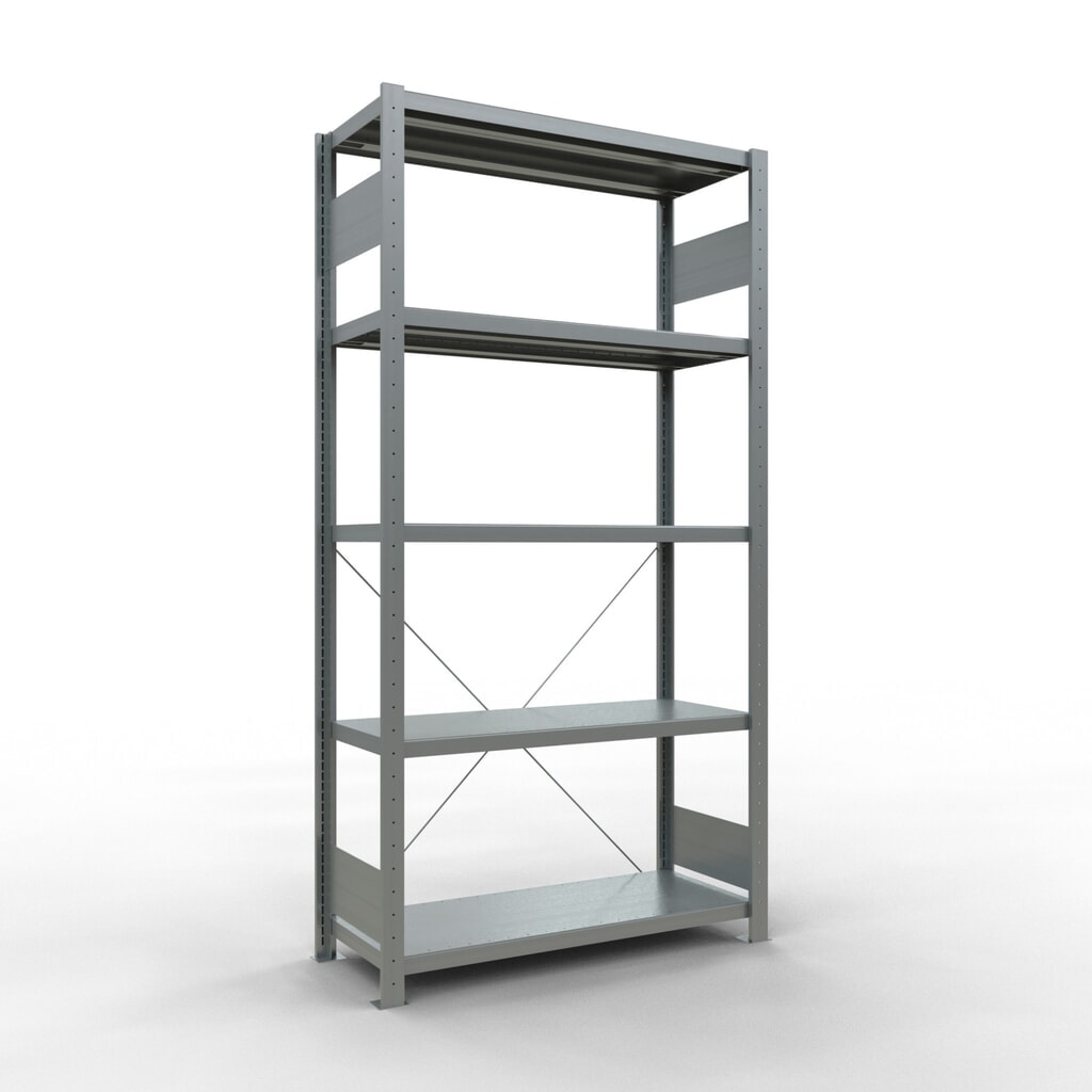 Immagine del prodotto: Scaffalatura a ripiani SCHULTE zincata con 5 fondi in lamiera d'acciaio, portata per piano di 330 kg, AxLxP 2.000 x 1.060 x 436 mm