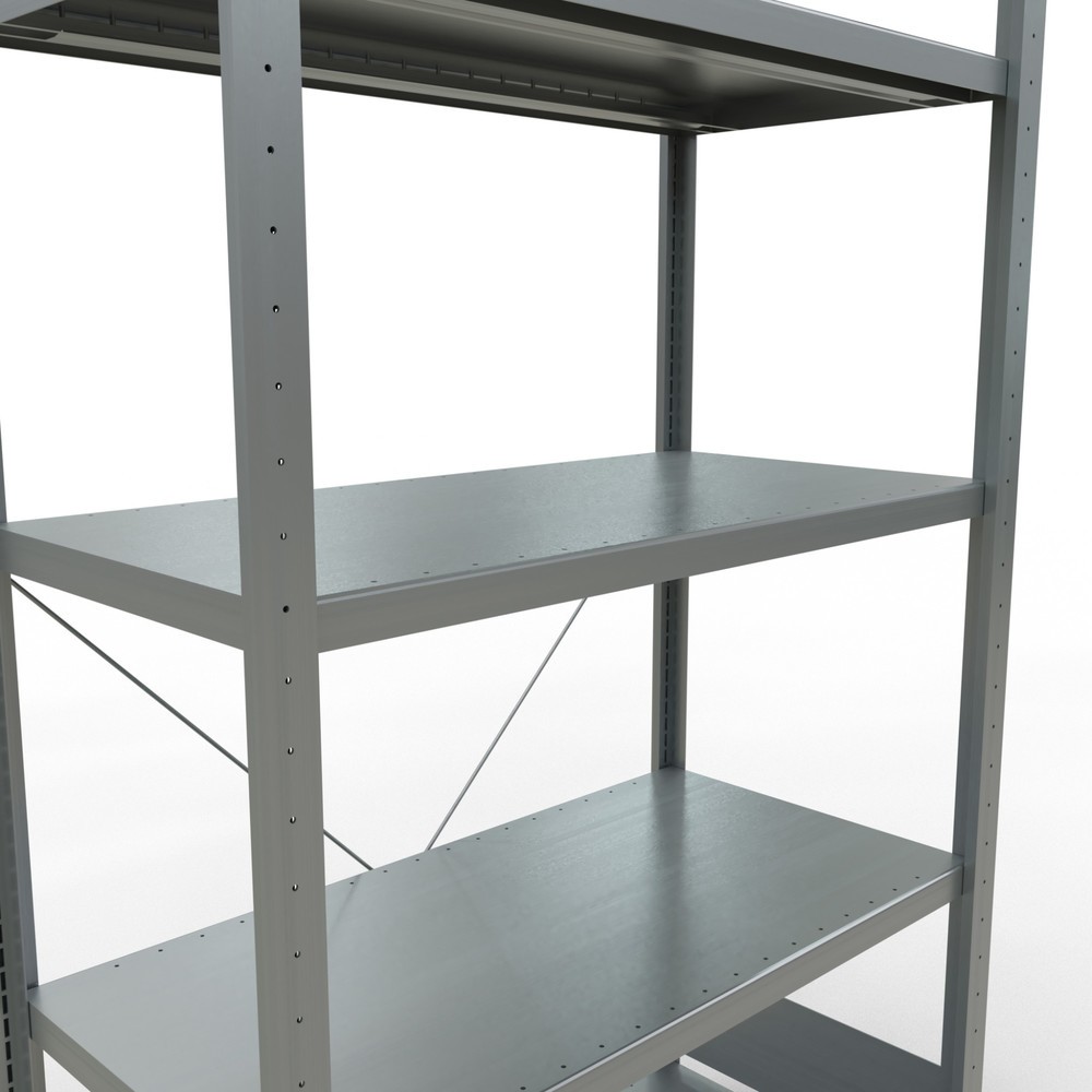 Immagine del prodotto n. 5: Scaffalatura a ripiani SCHULTE zincata con 5 fondi in lamiera d'acciaio, portata per piano di 330 kg, AxLxP 2.000 x 1.060 x 536 mm