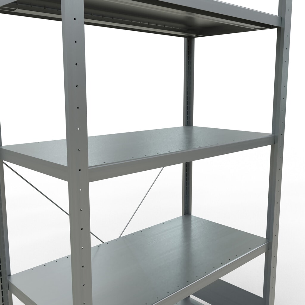 Scaffalatura a ripiani SCHULTE zincata con 5 fondi in lamiera d'acciaio, portata per piano di 330 kg, AxLxP 2.000 x 1.060 x 536 mm Immagine del prodotto n. 5: Scaffalatura a ripiani SCHULTE zincata con 5 fondi in lamiera d'acciaio, portata per piano di 330 kg, AxLxP 2.000 x 1.060 x 536 mm