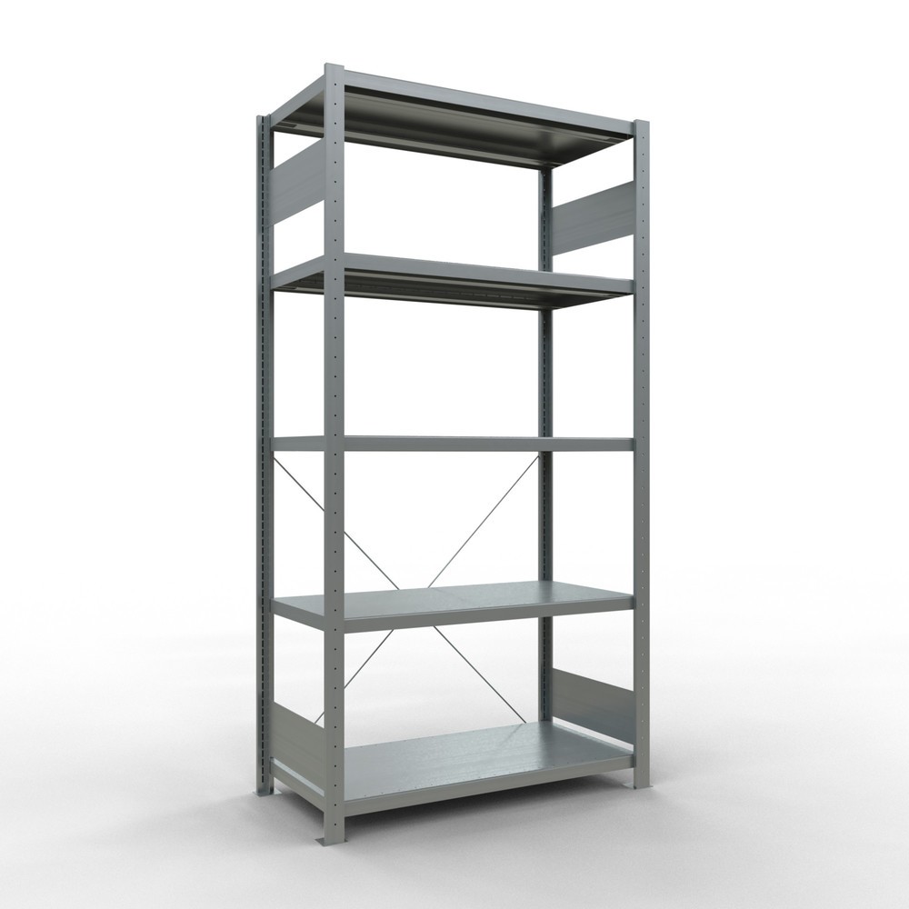 Immagine del prodotto n. 1: Scaffalatura a ripiani SCHULTE zincata con 5 fondi in lamiera d'acciaio, portata per piano di 330 kg, AxLxP 2.000 x 1.060 x 536 mm