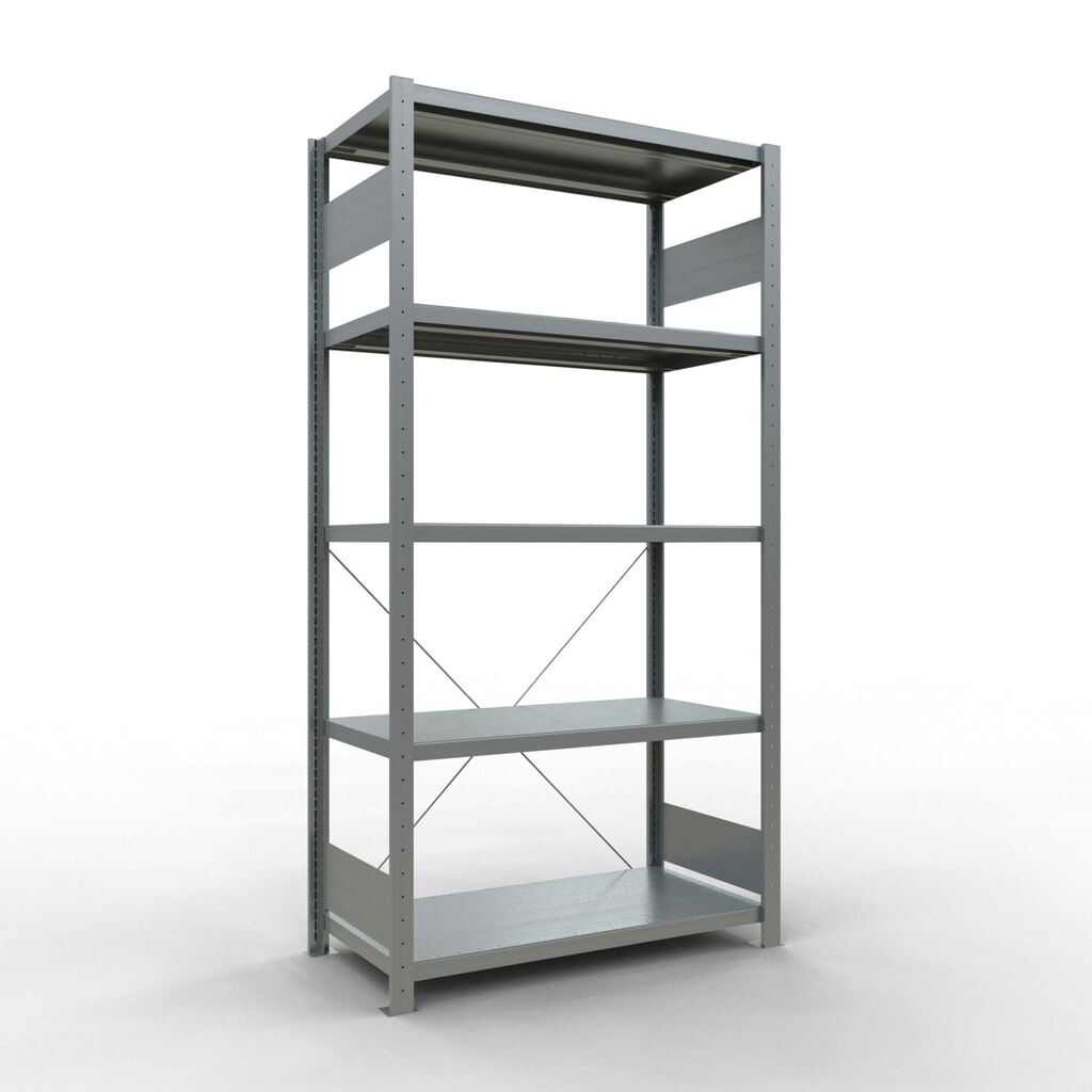 Immagine del prodotto: Scaffalatura a ripiani SCHULTE zincata con 5 fondi in lamiera d'acciaio, portata per piano di 330 kg, AxLxP 2.000 x 1.060 x 536 mm